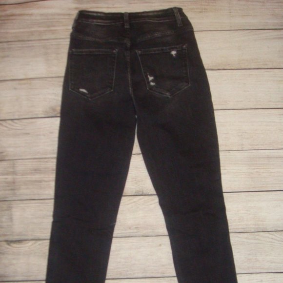 Flying Monkey Vervet Black Distressed 11" Rise Remi Mom Jeans 26 - Picture 8 of 10